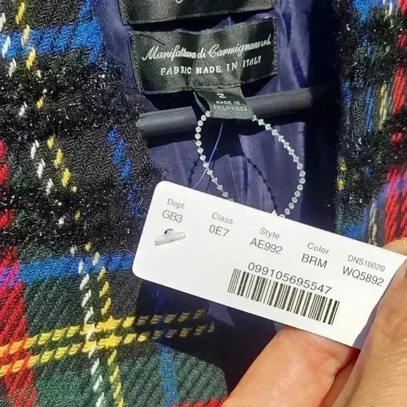 Blazer j crew Tartan Blazer  In Black Red Multi Plaid Pattern Christmas style  s - Picture 7 of 17